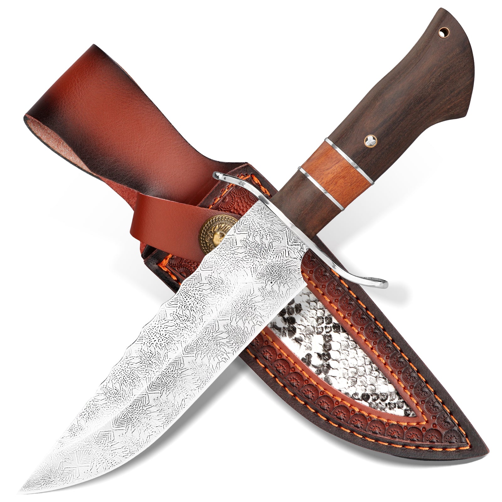 SAN TONG XIONG Hunting Knife with Sheath, 10.7" Fixed Blade Bowie Knife, Full Tang High Carbon Steel Blade, Outdoor Survival, Camping, Bushcraft