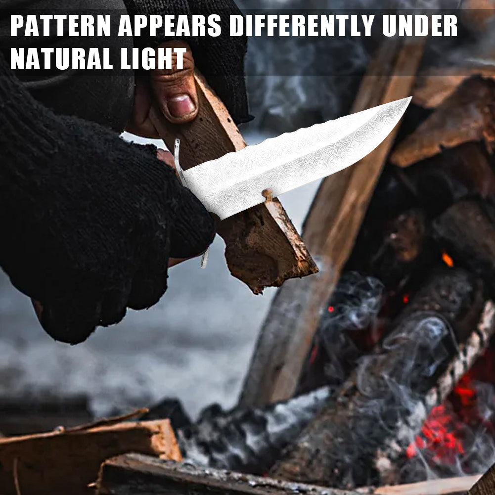 SAN TONG XIONG Hunting Knife with Sheath, 10.7" Fixed Blade Bowie Knife, Full Tang High Carbon Steel Blade, Outdoor Survival, Camping, Bushcraft