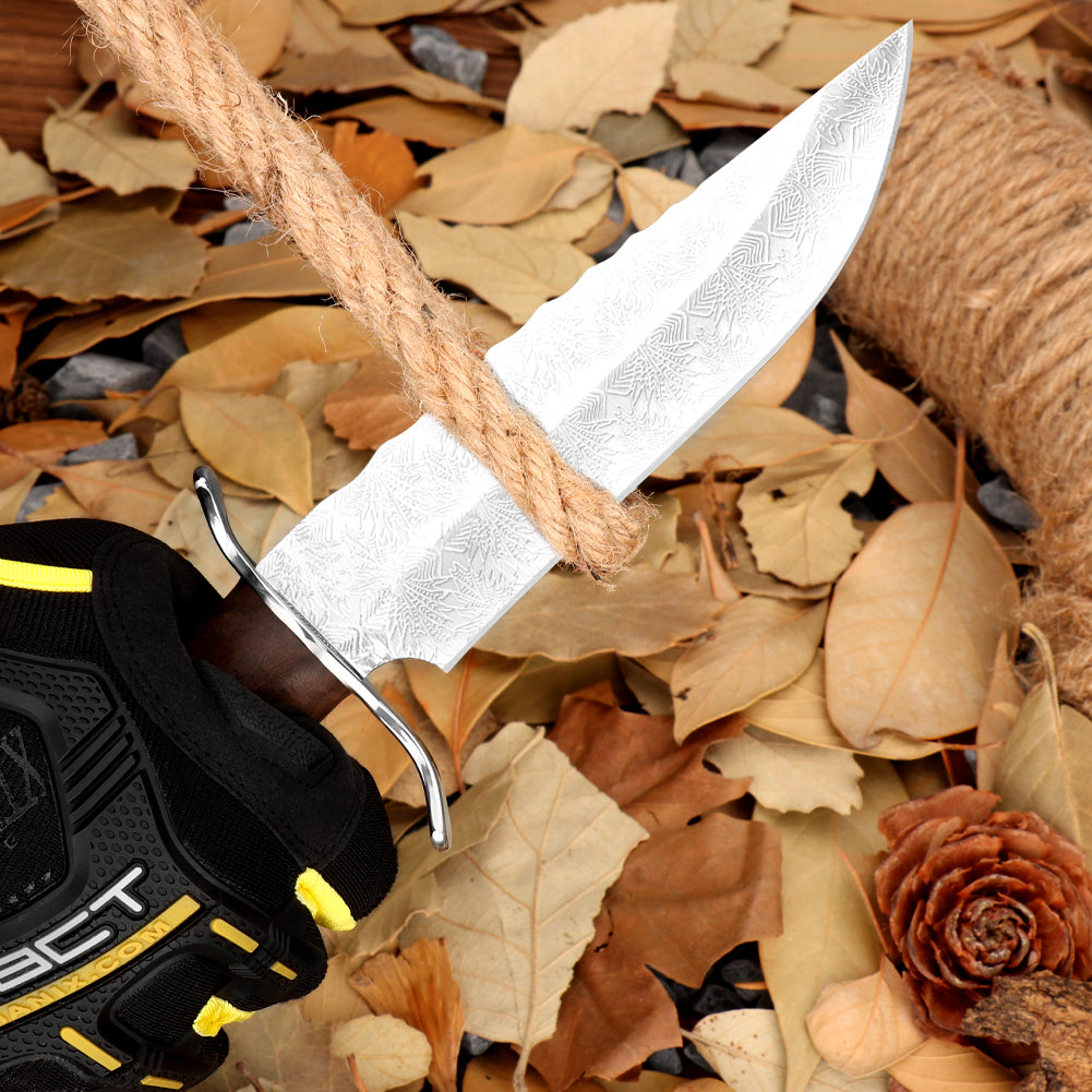 SAN TONG XIONG Hunting Knife with Sheath, 10.7" Fixed Blade Bowie Knife, Full Tang High Carbon Steel Blade, Outdoor Survival, Camping, Bushcraft