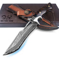 SAN TONG XIONG Damascus Hunting Knife,10.4" Fixed Blade VG10 Leather Sheath/513-layer steel bowie,rosewood handle,outdoor camping and survival,knives for men