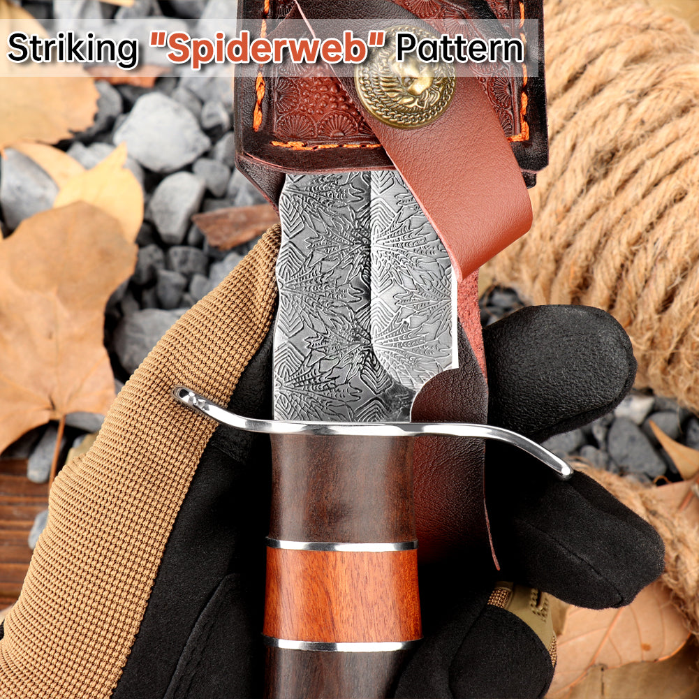 SAN TONG XIONG Hunting Knife with Sheath, 10.7" Fixed Blade Bowie Knife, Full Tang High Carbon Steel Blade, Outdoor Survival, Camping, Bushcraft
